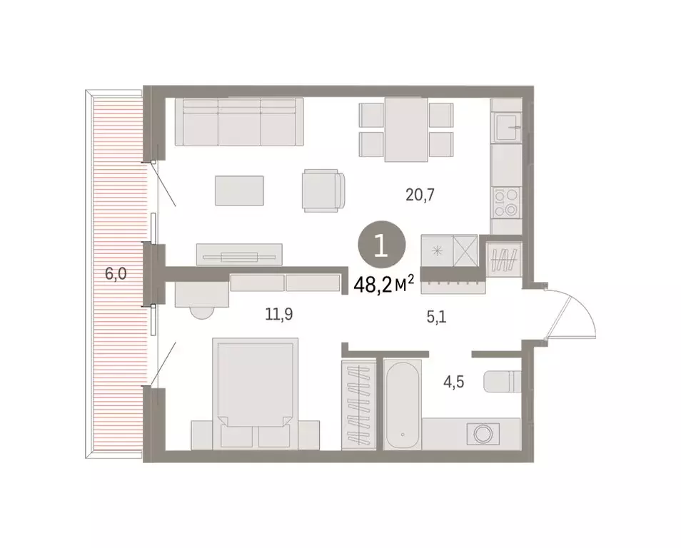 1-комнатная квартира: Курган, жилой район Центральный, ЖК Дом Кино ... - Фото 2