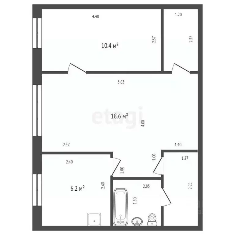 2-к кв. Красноярский край, Красноярск ул. Академика Вавилова, 98 (42.4 ... - Фото 1