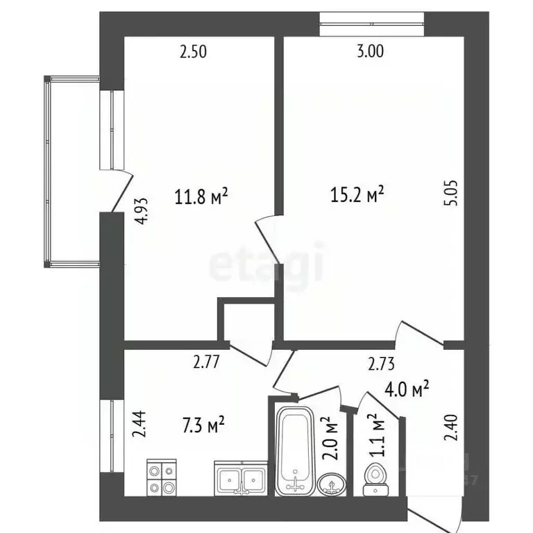 2-к кв. Крым, Симферополь просп. Кирова (43.0 м) - Фото 2