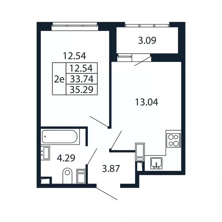 2-к кв. Санкт-Петербург аллея Арцеуловская, 9 (34.85 м) - Фото 0