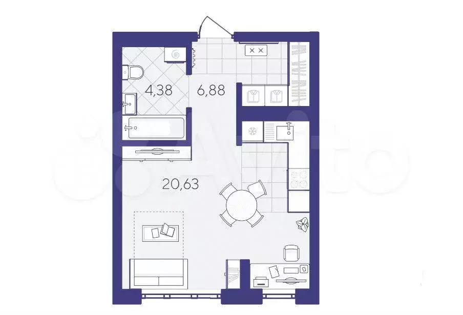Квартира-студия, 31,9 м, 5/10 эт. - Фото 1