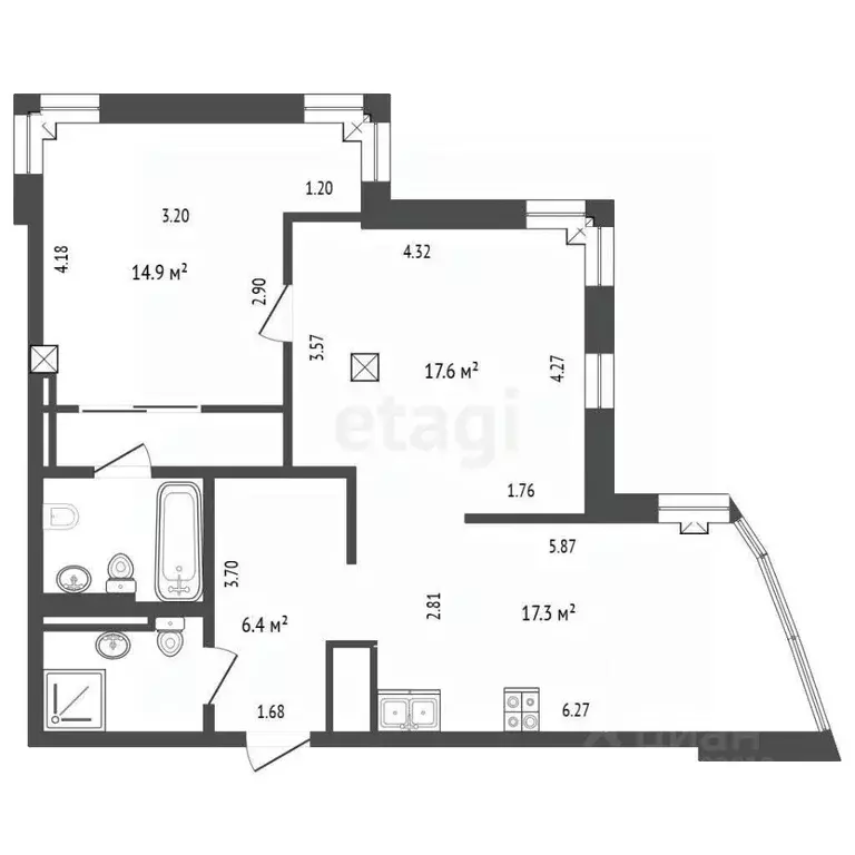 2-к кв. Омская область, Омск ул. Масленникова, 82 (65.2 м) - Фото 1