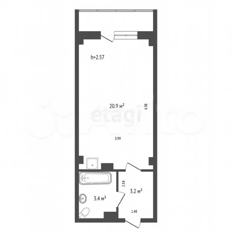 Квартира-студия, 27,5 м, 3/10 эт. - Фото 0