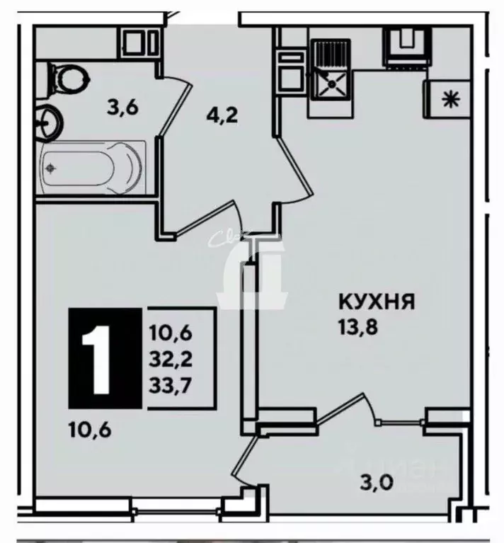 Квартира, 1 комната, 36 м - Фото 1