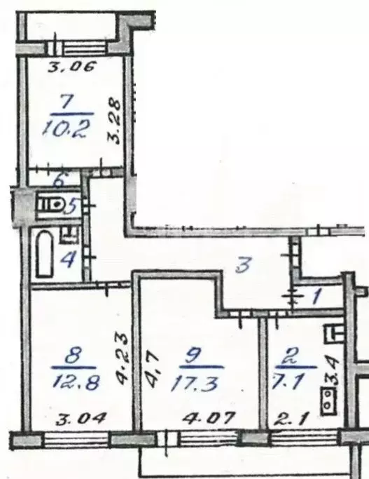 3-к кв. Томская область, Томск просп. Фрунзе, 92 (67.0 м) - Фото 1