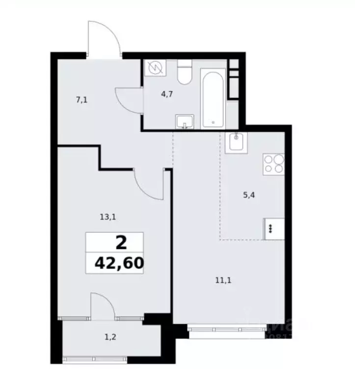 2-к кв. Москва ул. Зорге, 25С2 (42.6 м) - Фото 0