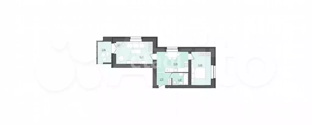 2-к. квартира, 52 м, 4/8 эт. - Фото 1