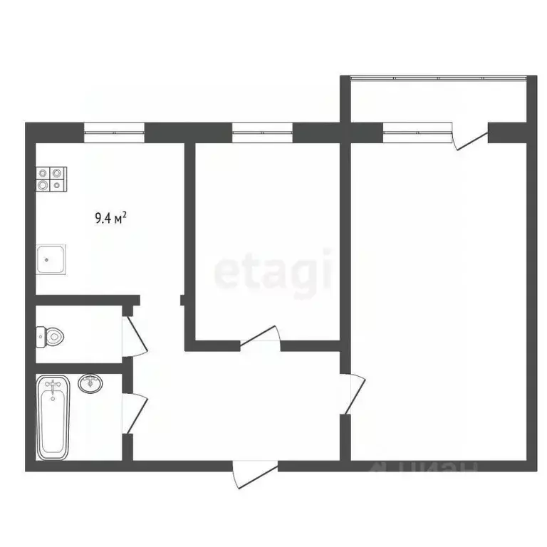 2-к кв. Челябинская область, Челябинск ул. Чичерина, 29 (49.7 м) - Фото 2