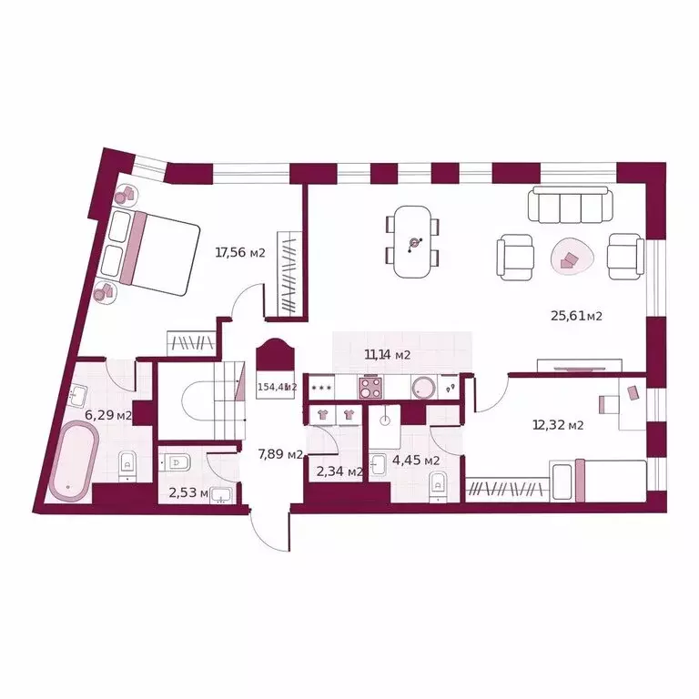 2-комнатная квартира: Тюмень, улица Герцена, 33 (154.41 м) - Фото 0