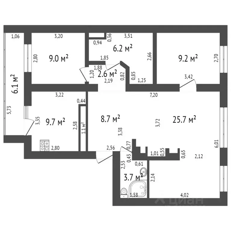 4-к кв. Новосибирская область, Новосибирск ул. Фрунзе, 57А (74.0 м) - Фото 1