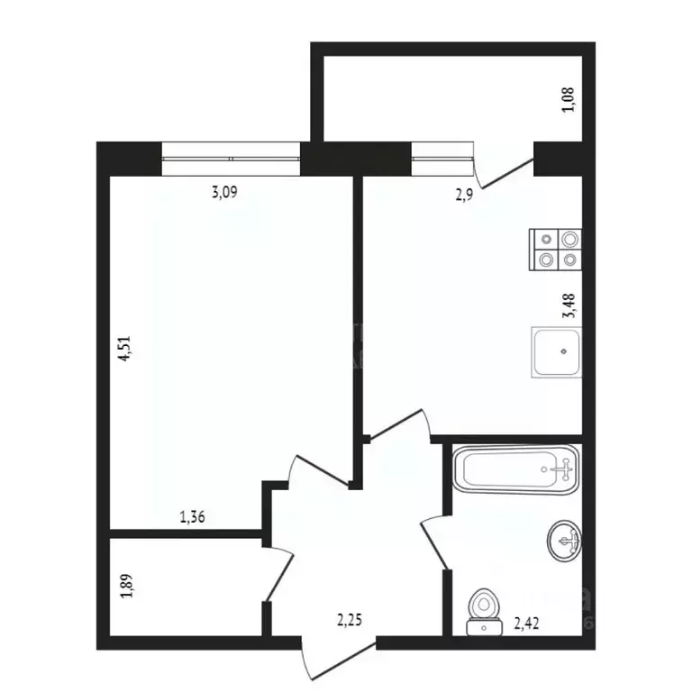 1-к кв. Тюменская область, Тюмень ул. Западносибирская, 2 (34.0 м) - Фото 1