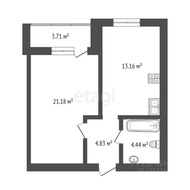 1-к кв. Тюменская область, Тюмень ул. Тимофея Кармацкого, 9 (43.8 м) - Фото 2