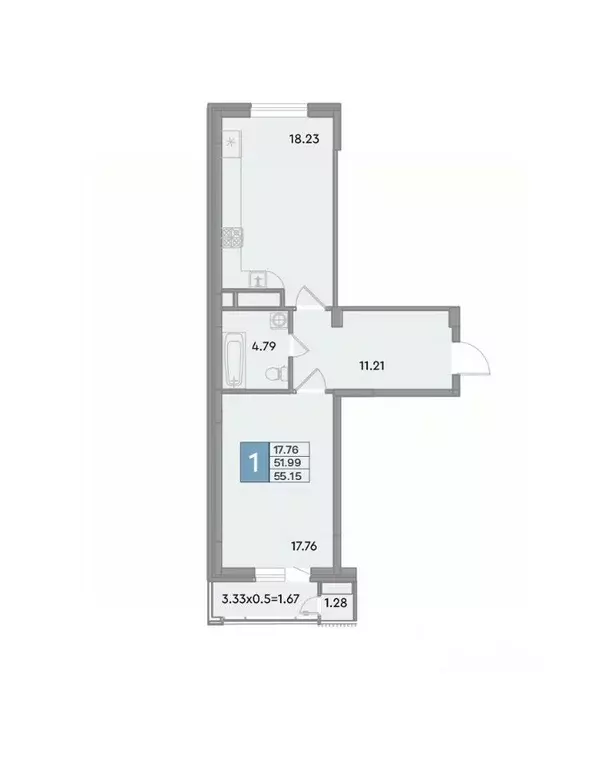 1-к кв. Краснодарский край, Краснодар ул. Шоссе Нефтяников, 26 (55.15 ... - Фото 0