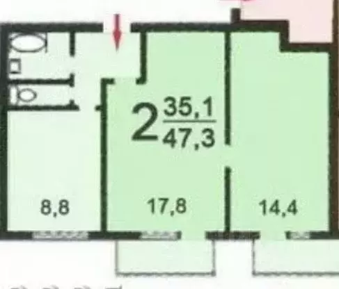 2-к кв. Москва Чертановская ул., 52К1 (48.0 м) - Фото 2