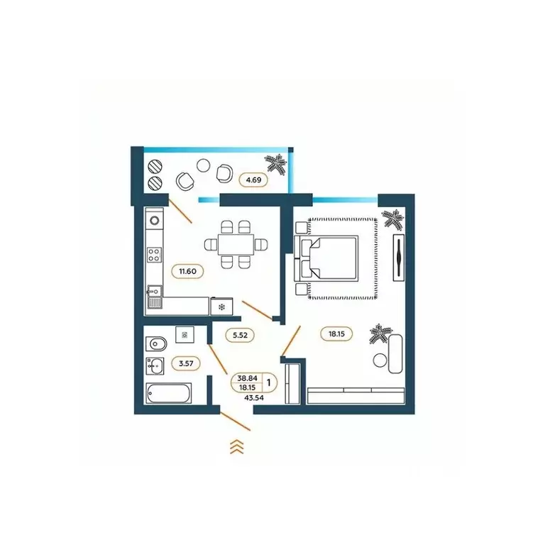 1-к кв. Ростовская область, Батайск ул. Родная, 1 (44.3 м) - Фото 1