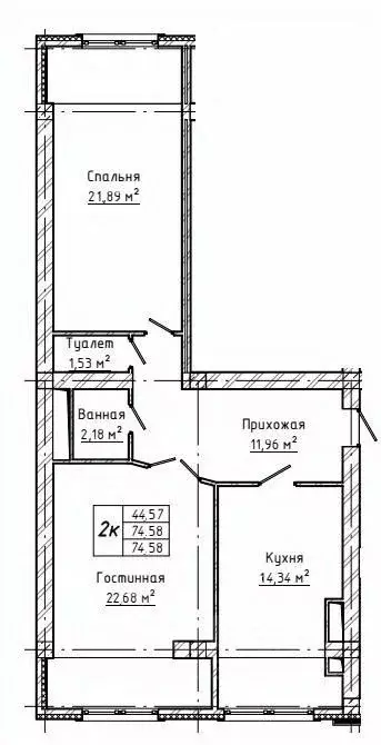 2-к кв. Кабардино-Балкария, Нальчик ул. Тлостанова, 28Б (74.58 м) - Фото 1