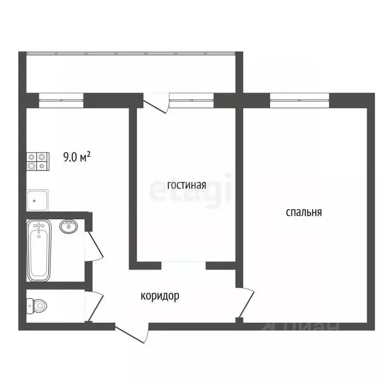 2-к кв. Томская область, Томск Мокрушинский мкр, ул. Мокрушина, 1 ... - Фото 2