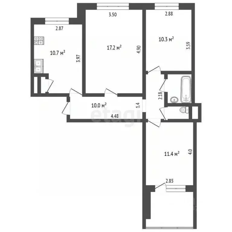3-к кв. Орловская область, Орел ул. 3-я Курская, 35 (63.6 м) - Фото 1