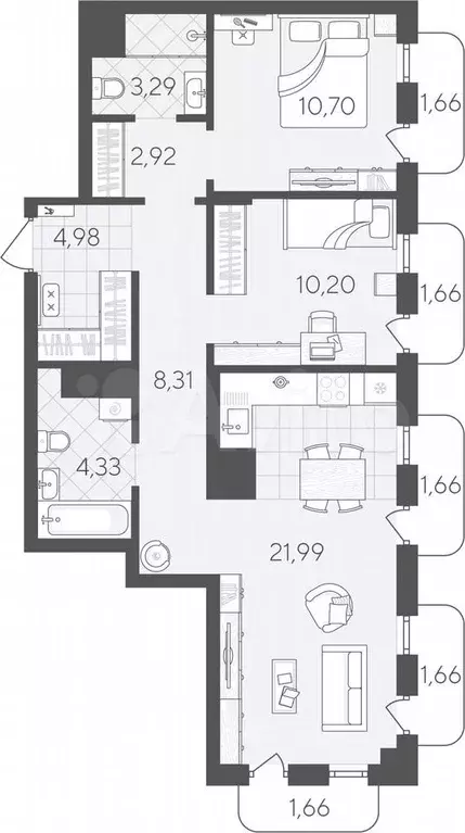 2-к. квартира, 75 м, 17/24 эт. - Фото 0