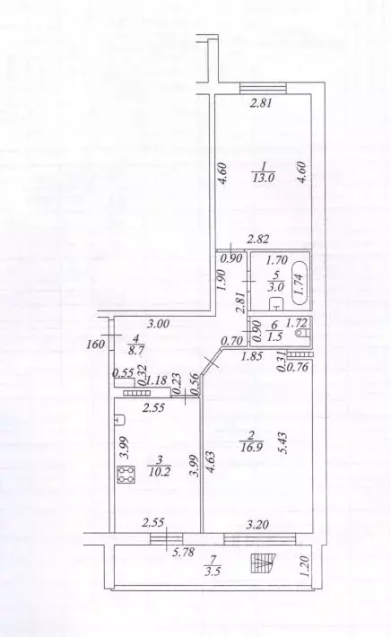 2-к кв. Татарстан, Нижнекамск ул. 30 лет Победы, 31 (53.3 м) - Фото 2
