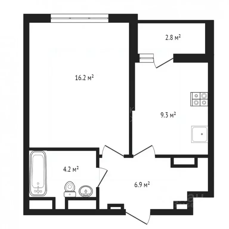 1-к кв. Тюменская область, Тюмень проезд Тихий, 2 (36.4 м) - Фото 2