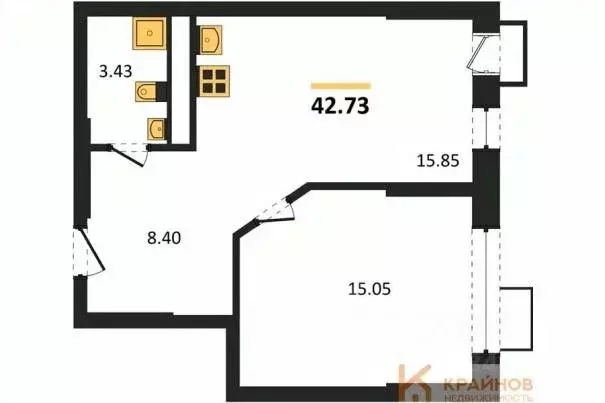 1-к кв. Воронежская область, Воронеж наб. Чуева, 7 (42.73 м) - Фото 0