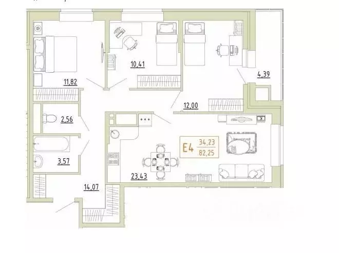 4-к кв. Тульская область, Тула ул. Сурикова, 24к1 (80.0 м) - Фото 1