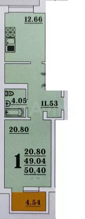 1-к. квартира, 50 м, 7/8 эт. - Фото 0