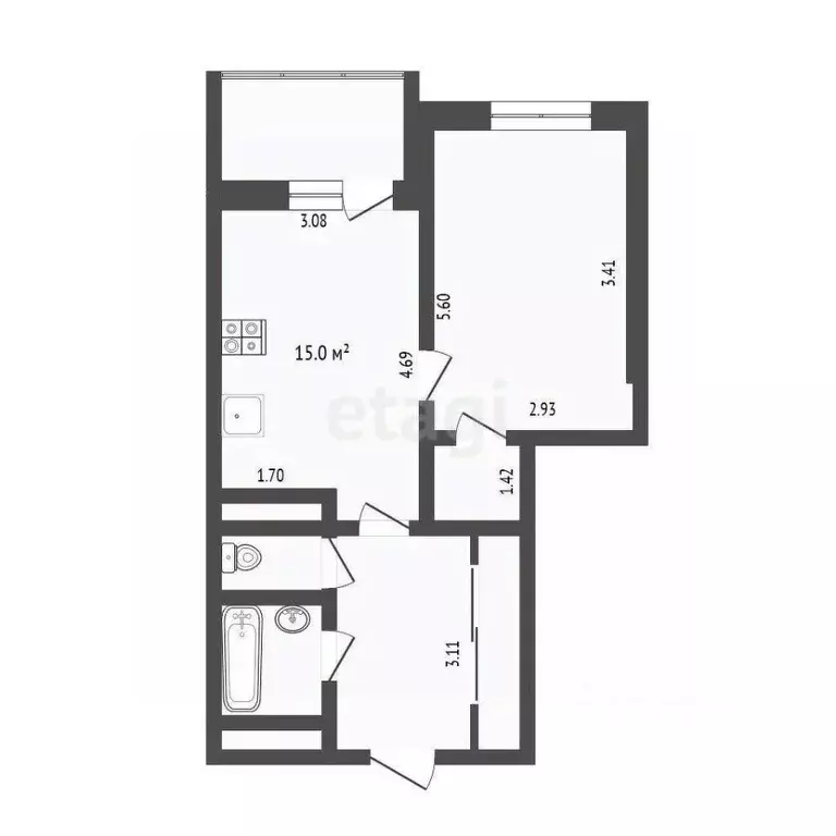 1-к кв. Тюменская область, Тюмень ул. Станислава Карнацевича, 4 (40.1 ... - Фото 1