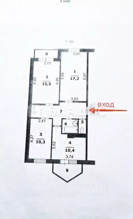 3-к кв. Белгородская область, Белгород ул. Семашко, 40 (71.5 м) - Фото 2