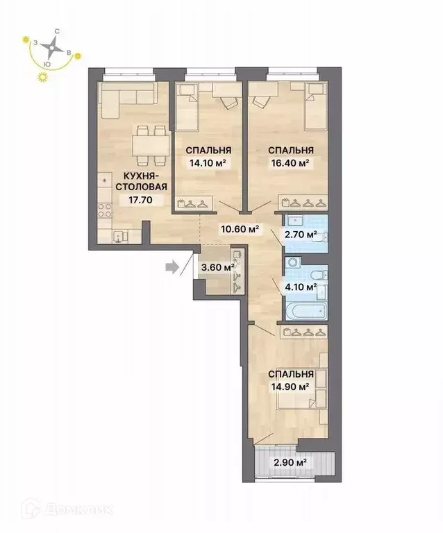 Продаётся 3-к квартира, 87 м - Фото 1