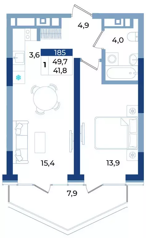 1-комнатная квартира: Алушта, Октябрьская улица, 10 (49.7 м) - Фото 1