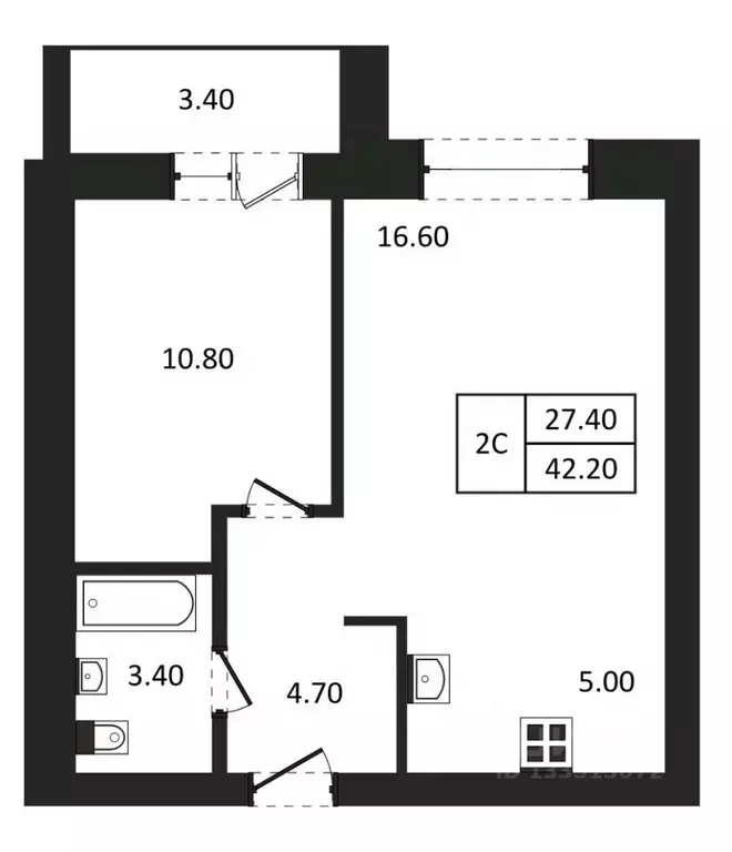 2-к кв. Новосибирская область, Новосибирск  (42.2 м) - Фото 0