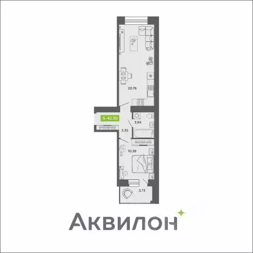 1-к кв. Архангельская область, Архангельск Аквилон Роса жилой комплекс ... - Фото 0