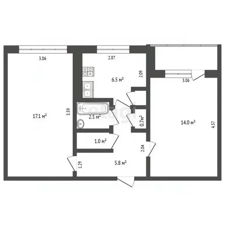 2-к кв. Мордовия, Лямбирский район, с. Берсеневка ул. Пролетарская, 27 ... - Фото 1