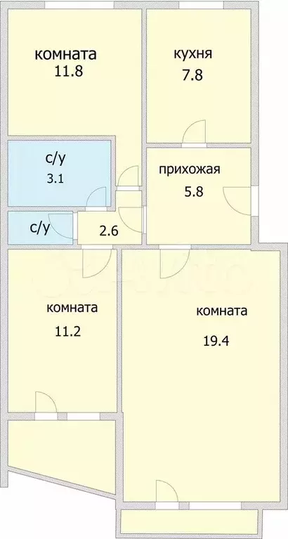 3-к. квартира, 68 м, 7/10 эт. - Фото 0