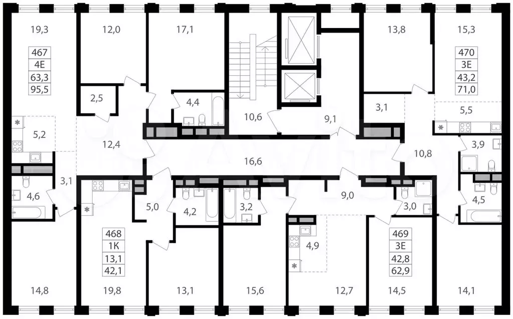 2-к. квартира, 71 м, 5/12 эт. - Фото 1