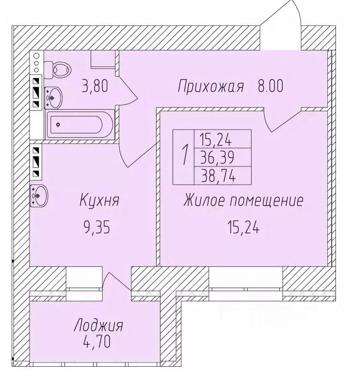 1-к кв. Белгородская область, Старый Оскол Степной мкр,  (38.74 м) - Фото 0