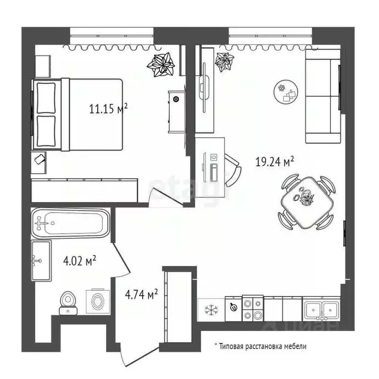 1-к кв. Тюменская область, Тюмень ул. Тимофея Чаркова, 93 (39.13 м) - Фото 2