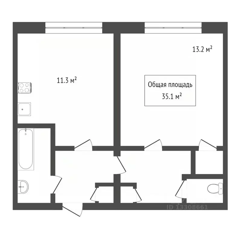 2-к кв. Томская область, Томск Заозерный пер., 16/2 (21.5 м) - Фото 2