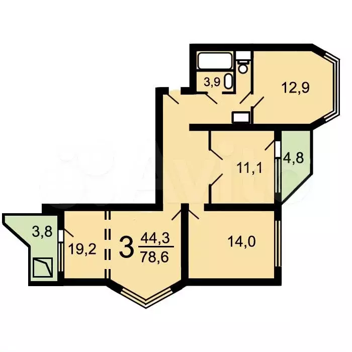 Аукцион: 3-к. квартира, 79,6 м, 4/17 эт. - Фото 0