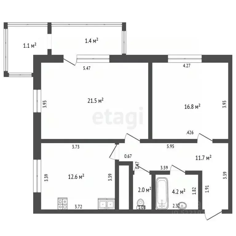 2-к кв. Татарстан, Набережные Челны ул. Сибгатуллина, 3Б (68.8 м) - Фото 2