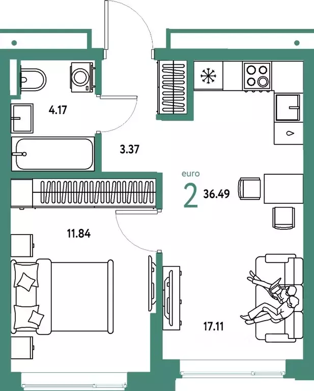 2-к кв. Тюменская область, Тюмень ул. Мельникайте, 42к1 (36.49 м) - Фото 1