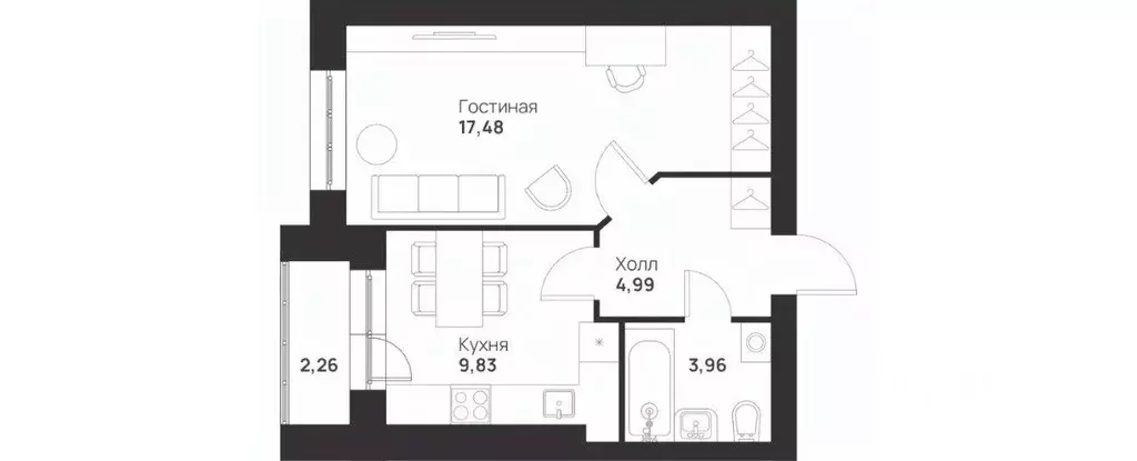 1-к кв. Тульская область, Тула ул. Героя России Зиничева, 3 (38.52 м) - Фото 2