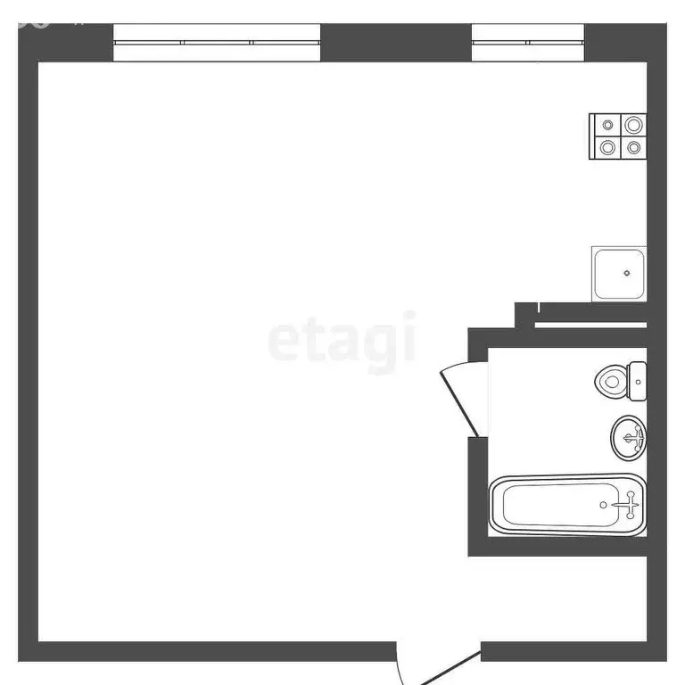 Квартира-студия: Туринск, Загородная улица, 34 (34.2 м) - Фото 0