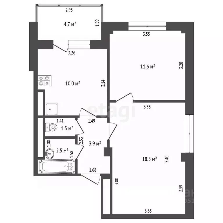 2-к кв. Ростовская область, Батайск ул. Шмидта, 5А (50.1 м) - Фото 2