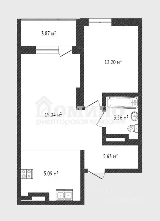 1-к кв. Тюменская область, Тюмень ул. Ю.-Р.Г. Эрвье, 34к1 (47.4 м) - Фото 2
