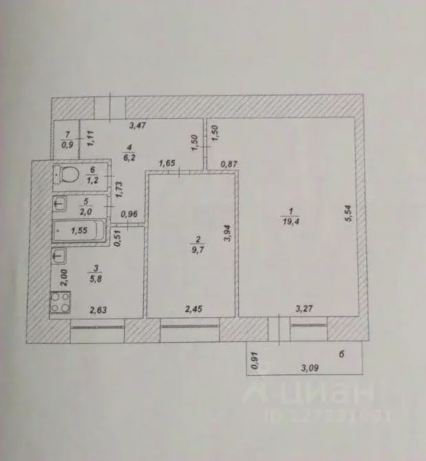 2-к кв. Ульяновская область, Димитровград ул. Курчатова, 6 (45.2 м) - Фото 1