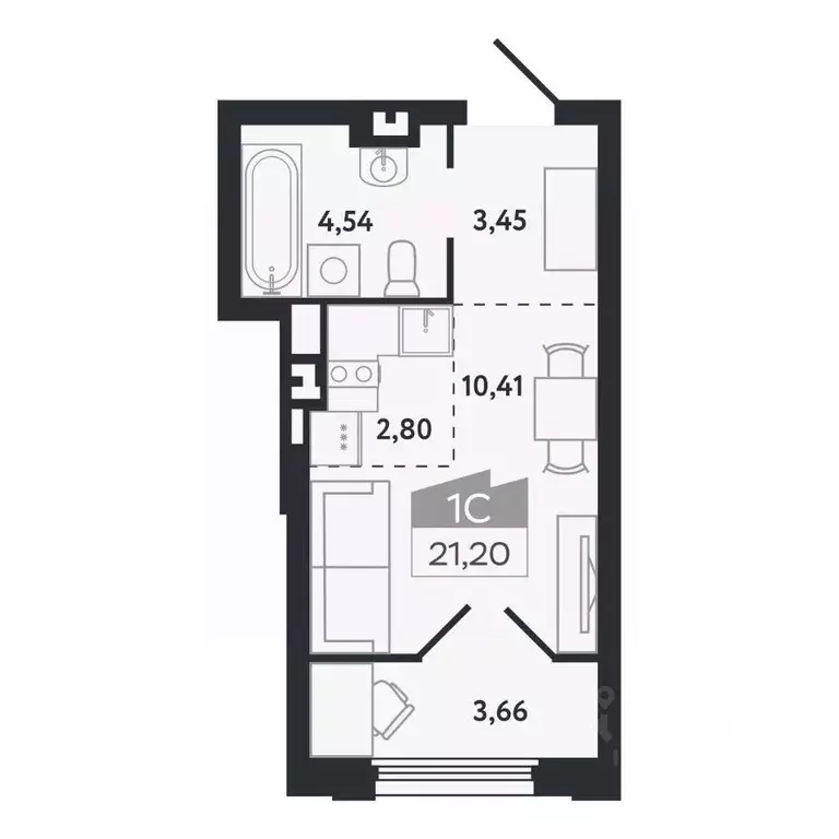 Студия Томская область, Томск Черемошники мкр, ул. Бердская, 14/3 ... - Фото 1