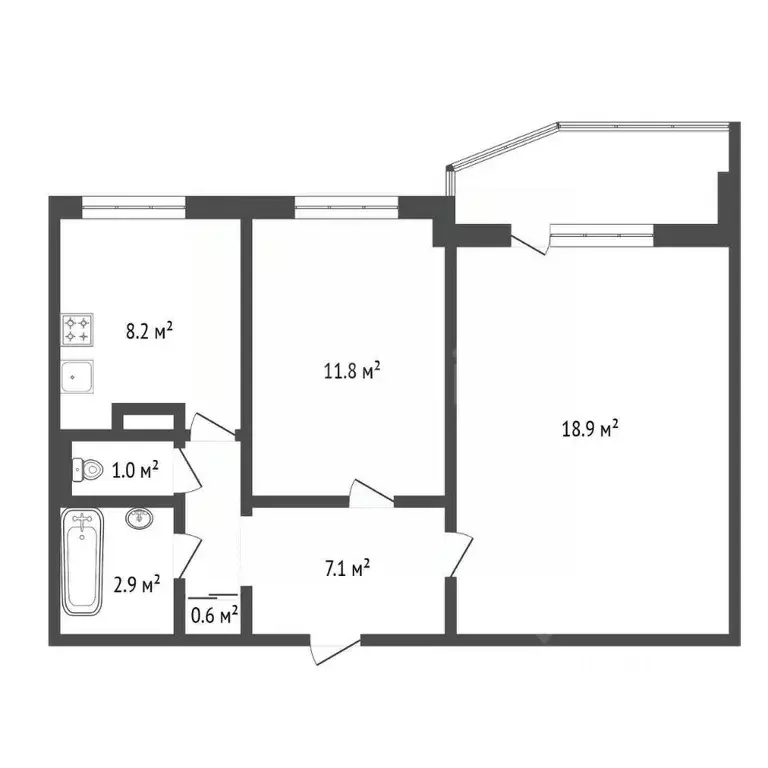 2-к кв. Амурская область, Тында Школьная ул., 15 (50.6 м) - Фото 2